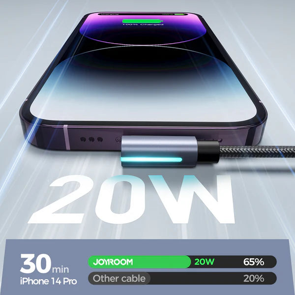 JOYROOM S-CL020A17 20W Type C - 8-Pin Right Angle Fast Charging Data Cable 1.2M