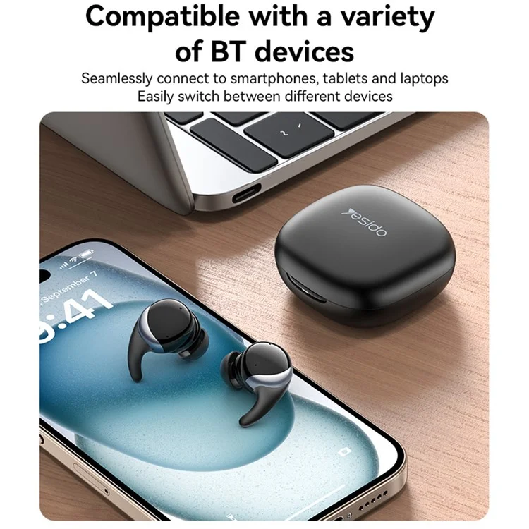BT5.3 Long Battery Life Touch Control ANC Noise Reduction TWS Earphone Black