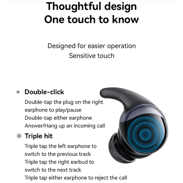BT5.3 Long Battery Life Touch Control ANC Noise Reduction TWS Earphone Black