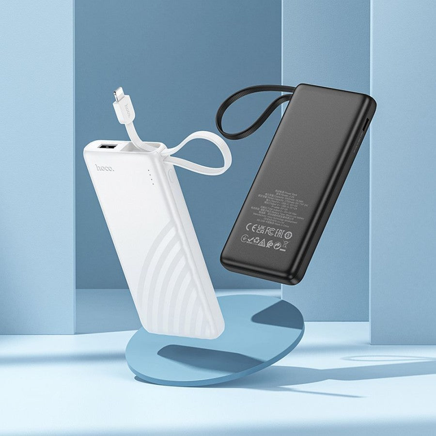 HOCO J129 5000mAh Power Bank – Built-in Lightning Cable, USB-A & USB-C Input, LED Indicator