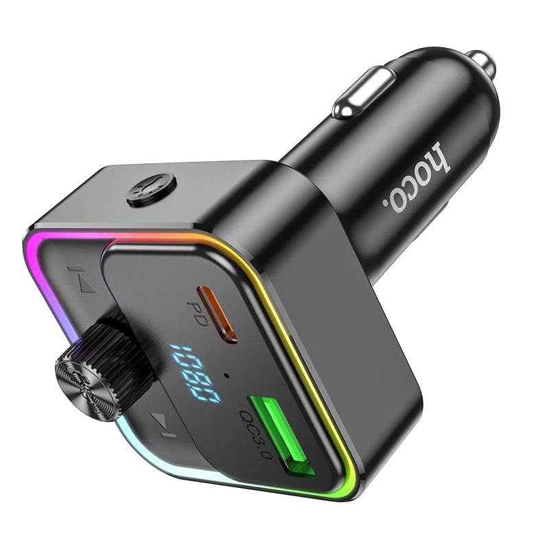 HOOC CAR BLUETOOTH 5.0 FM TRANSMITTER WIRELESS AUDIO PLAYER WITH 30W FAST CHARGING TYPE-C AND USB-A