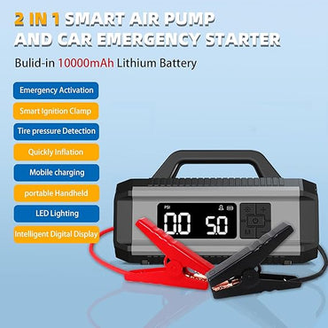 5 in 1 Car Jump Starter 10000mAh Air Inflator LED Light 800A Peak