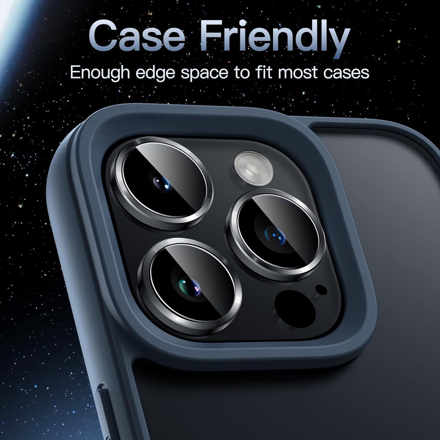 Black Camera Lens Protector For iPhone & Samsung 9H Tempered Glass Metal Individual Ring Cover, HD Clear