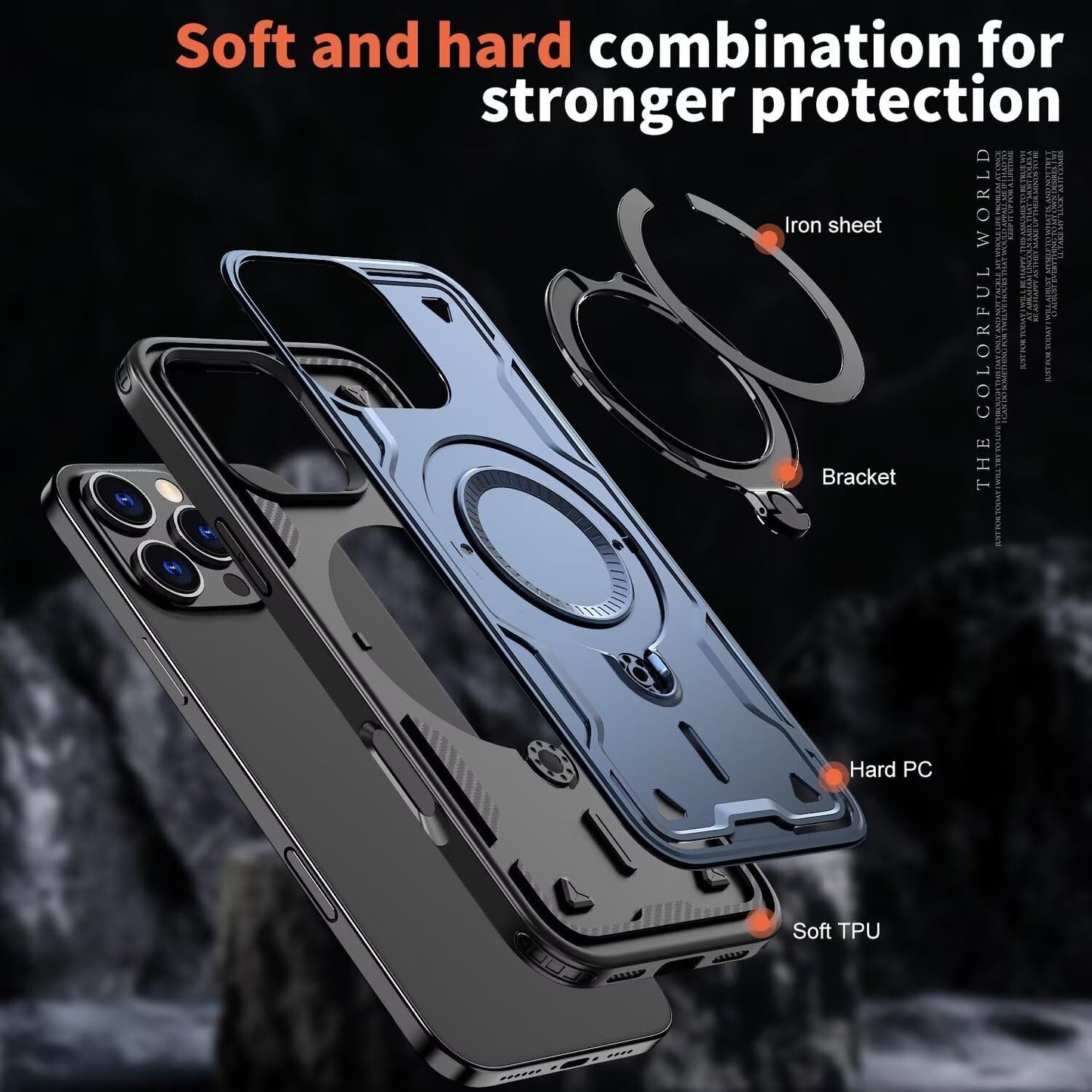 Armour Strong Stand Case For Magsafe iPhone 17 Pro Max,16,15,14,13,12 Complete Protection Cover 360 Rotate Strong Grip