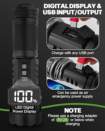 LED Flashlight, Zoomable Focus, LED Lighting