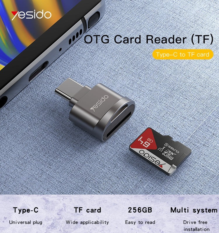 Yesido GS19 Fast Data reading writing for mobile phone Type-C to USB OTG writer card reader
