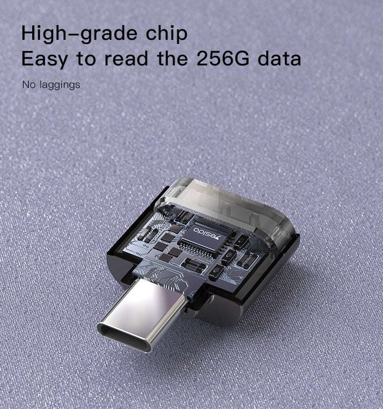 Yesido GS19 Fast Data reading writing for mobile phone Type-C to USB OTG writer card reader