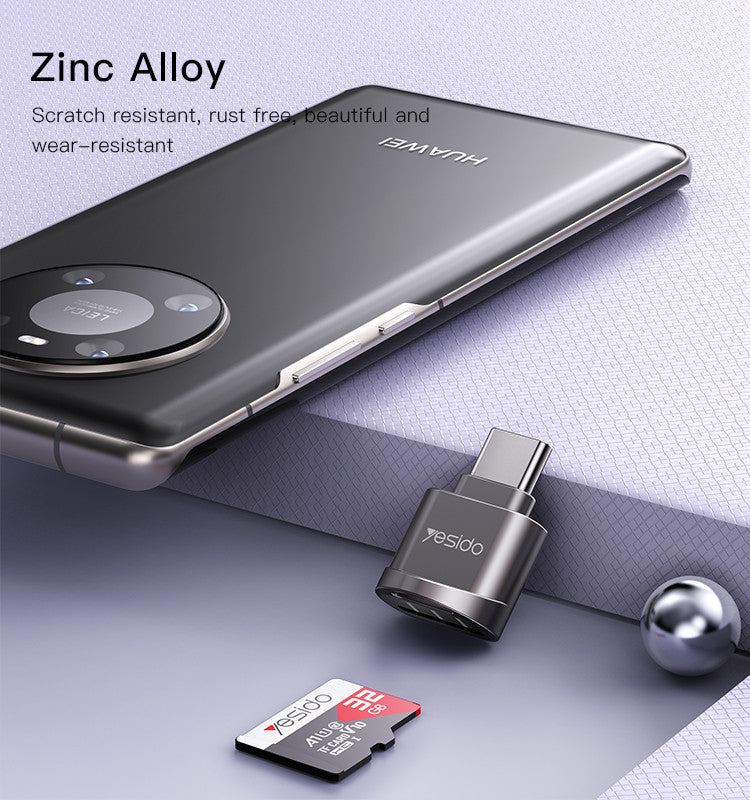 Yesido GS19 Fast Data reading writing for mobile phone Type-C to USB OTG writer card reader