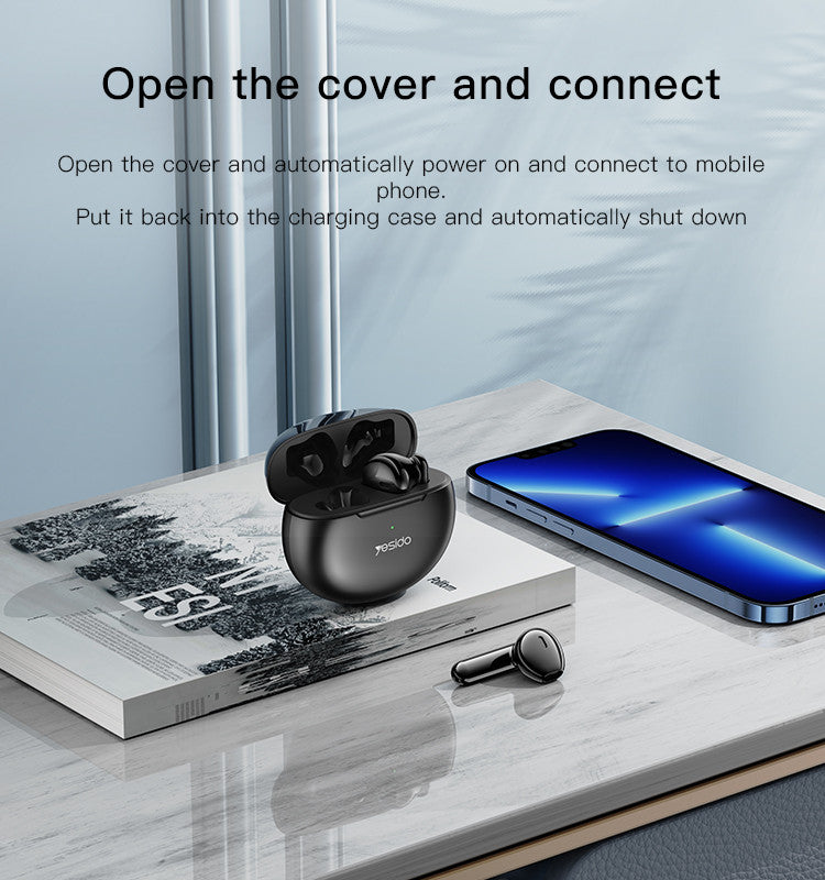 Yesido TWS12 Handfree | Portable Gaming TWS Wireless Headset Earbuds Earphone | True Wireless Earbud