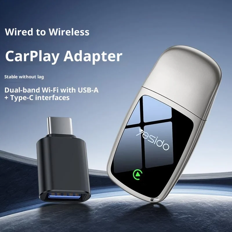 Wireless CarPlay Adapter For Car Stereo | Wired to Wireless Car Play Conversion | USB-A & USB-C Connecter