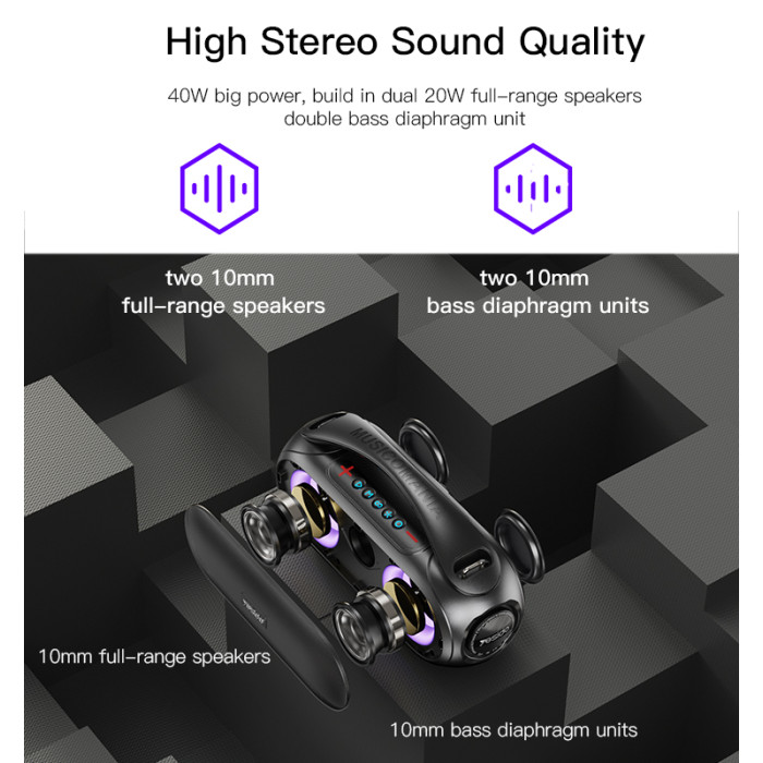 High Power Bluetooth Speaker Wireless BT Speaker | Fidelity Portable Stereo Bluetooth Speaker