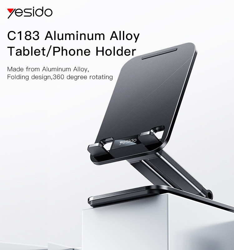 Yesido C183 Desktop Tablet Stands Aluminum Alloy Table Foldable Extend Support Desk Mobile Phone Holder