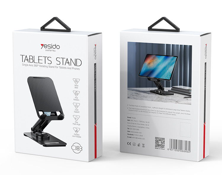 Yesido C183 Desktop Tablet Stands Aluminum Alloy Table Foldable Extend Support Desk Mobile Phone Holder