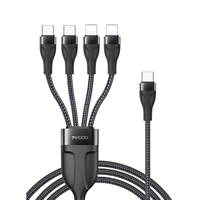 Yesido CA110 4 in 1 Charging Data Cable | Type-C to 2 TC + 2 IP Mobile Phone Charging Cable