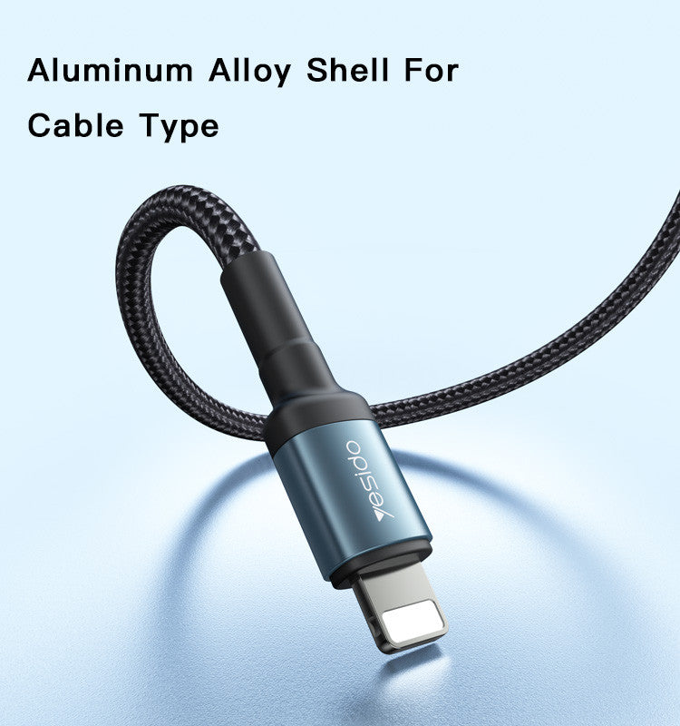 Yesido CA76 1.2M/2M/3M PD 20W Fast Charging Nylon PD Type-C to 8 Pin For iPhone Data Cable