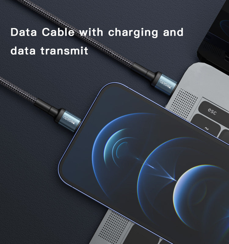 Yesido CA76 1.2M/2M/3M PD 20W Fast Charging Nylon PD Type-C to 8 Pin For iPhone Data Cable