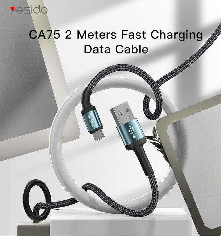 Yesido Ca74 1 2 2 3 Meters Nylon Braided Fast Charging Aluminum Alloy Usb To 8 Pin Data Cable“ Premium Quality, Stylish & Durable Protective Case