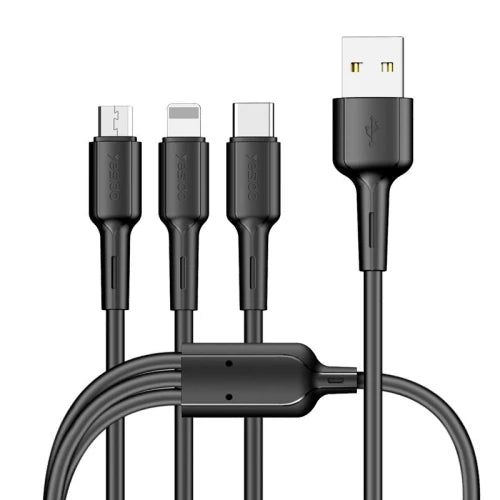 Yesido CA41 Data Cable Line USB To Micro Type-C Lightning Mobile Phone Charging 3 In 1 Usb Cable