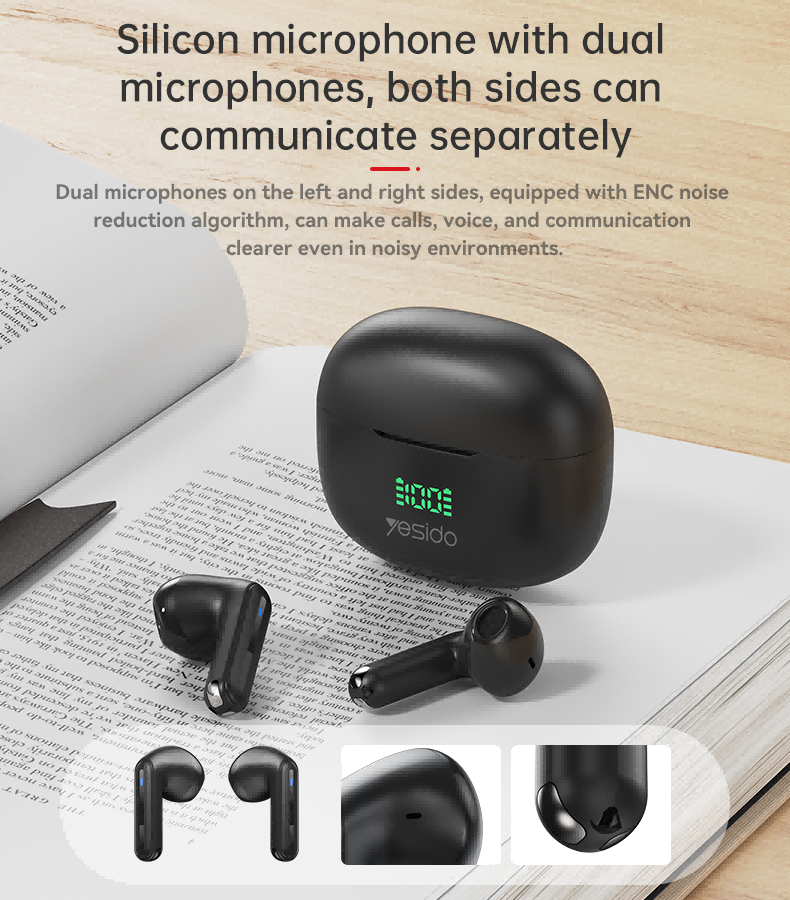 Yesido TWS19 Bluetooth5.3 with Microphone and Touch Control Ultra-Light Wireless Bluetooth Earphone