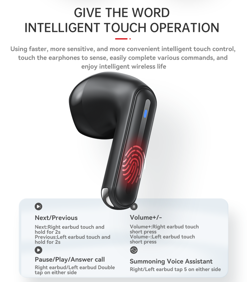 Yesido TWS19 Bluetooth5.3 with Microphone and Touch Control Ultra-Light Wireless Bluetooth Earphone