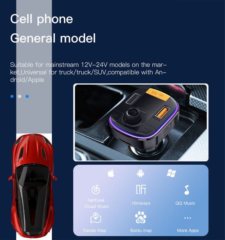 Yesido Y45 Fast charging Smart Dual USB Ports Vehicle Charger FM Transmitter Mp3 Multi Function Car Charger