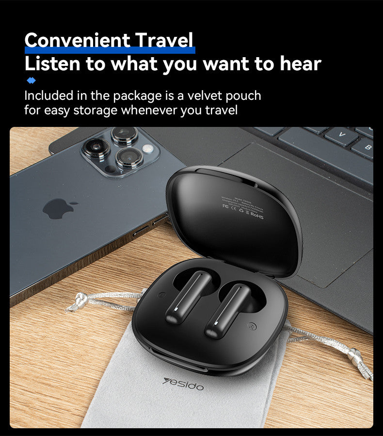 Yesido TWS25 BT5.3 TWS Bluetooth Earphone | With HD Microphone Without Delay Semi-In-Ear Headset