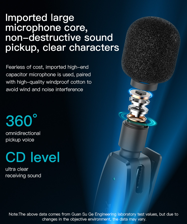 Portable Wireless Transmission 360 Pickup Voice Type-C Transmit Port Wireless MEMS Microphone