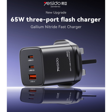 Yesido Yc84 Low Temperatures 65W Fast Charging 2 Usb C Usb A Three Port Uk Gan Fast Charger“ Premium Quality, Stylish & Durable Protective Case