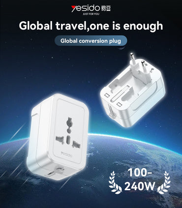 Yesido Mc32 Support 1380W High Power Multi National Standard Plugs Global Plug Adapter“ Premium Quality, Stylish & Durable Protective Case