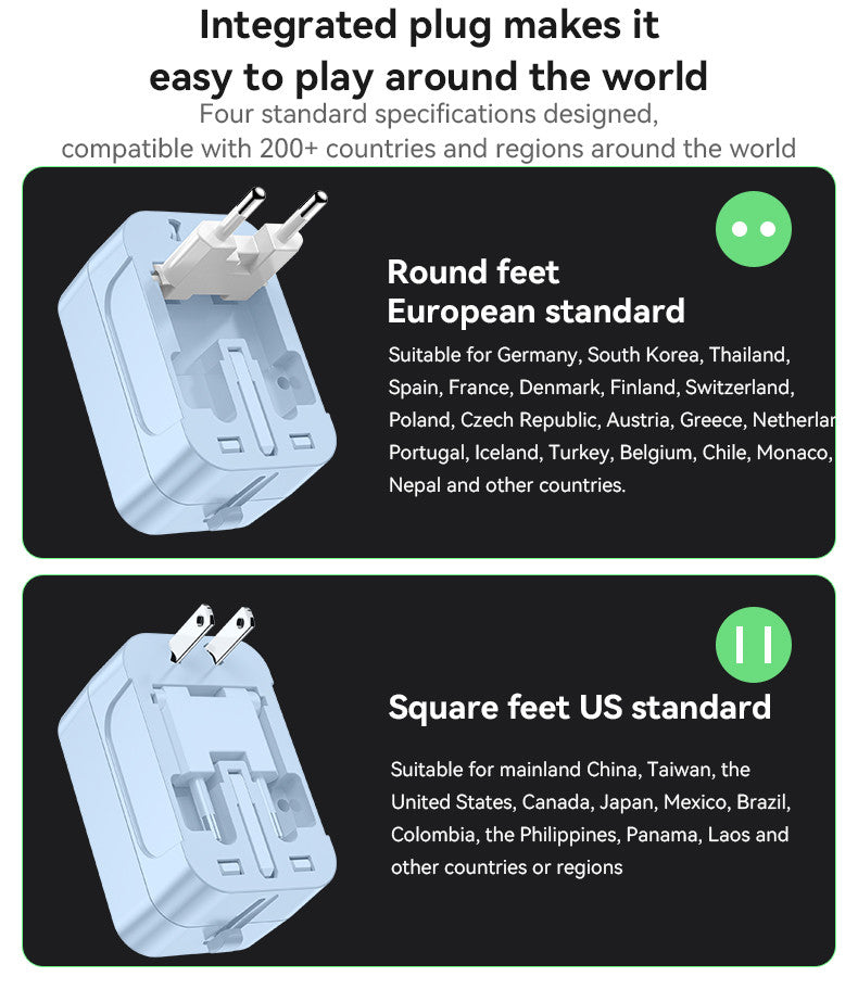 Yesido Mc32 Support 1380W High Power Multi National Standard Plugs Global Plug Adapter“ Premium Quality, Stylish & Durable Protective Case