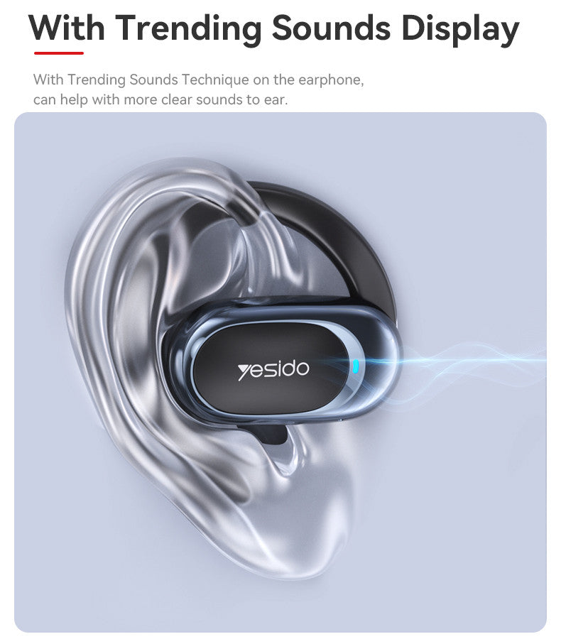 Yesido YSP13 BT5.3 Hanging On Ear Design With Trending Sounds Display OWS Wireless Air Conduction Earphone
