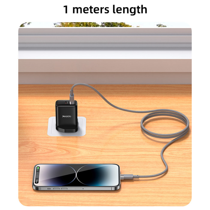 Yesido CA173 USB To Type-C 1 Meters Length Max 18W Fast Charging Magnetic Data Cable