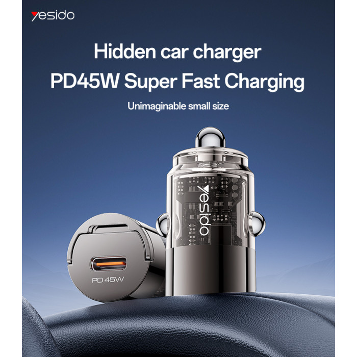 45W Fast Charging Mini Hidden Car Charger