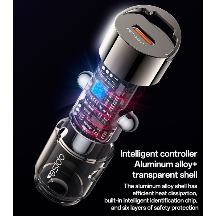 45W Fast Charging Mini Hidden Car Charger
