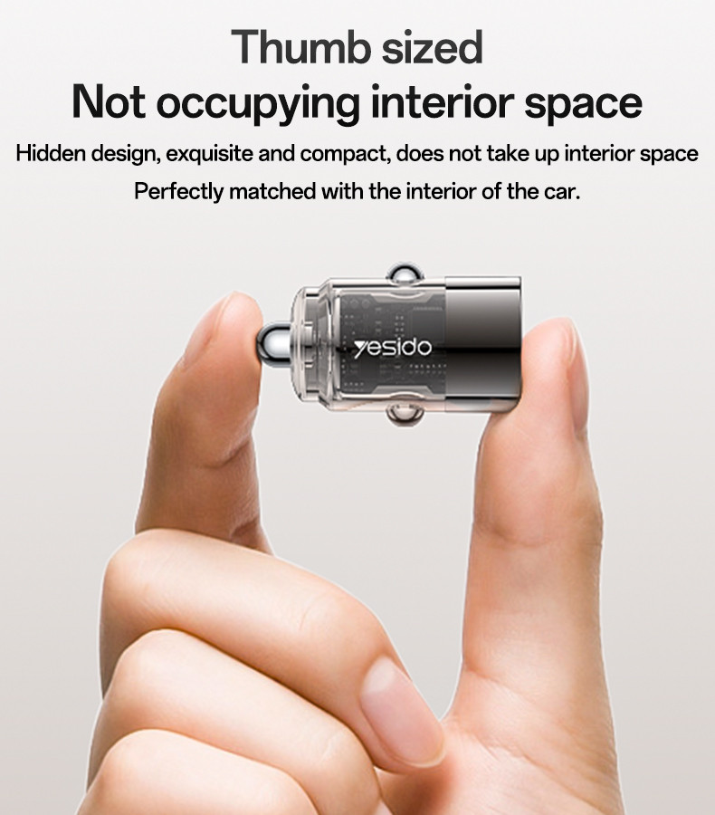 45W Fast Charging Mini Hidden Car Charger