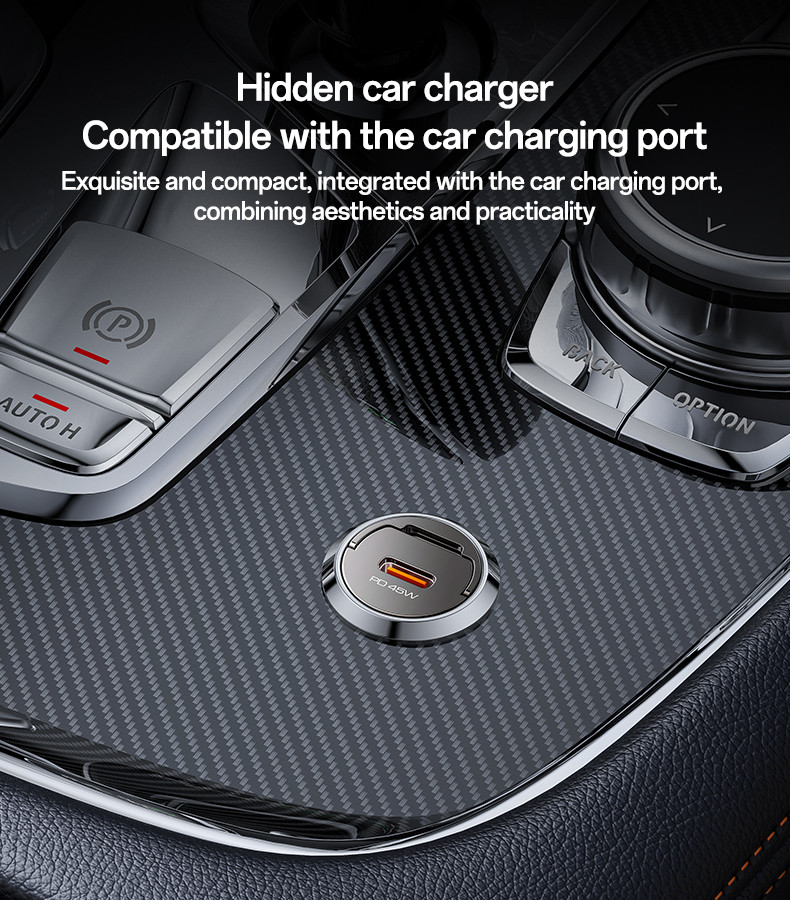 45W Fast Charging Mini Hidden Car Charger