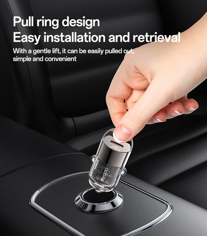 45W Fast Charging Mini Hidden Car Charger
