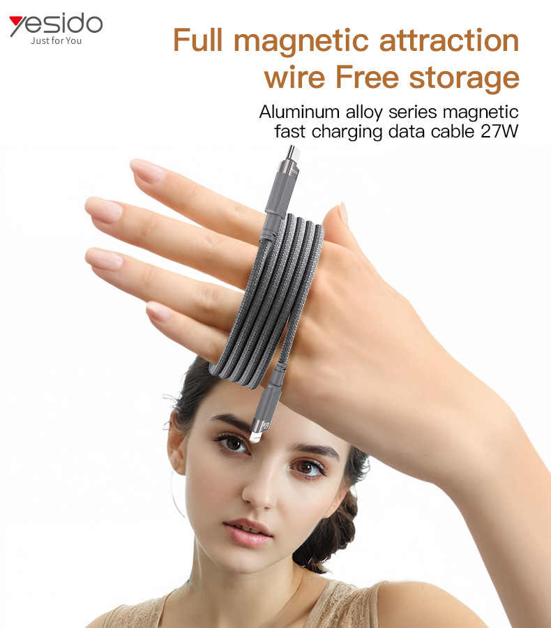 Yesido CA172L 1M Length TC To IP Built-in Intelligent Chip PD27W Fast Charging Magnetic Saving Data Cable