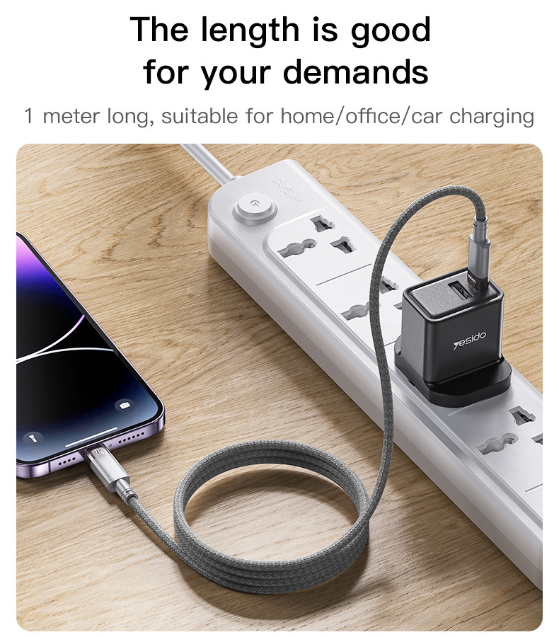Yesido CA172L 1M Length TC To IP Built-in Intelligent Chip PD27W Fast Charging Magnetic Saving Data Cable