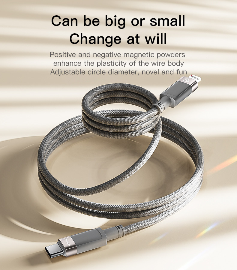Yesido CA172L 1M Length TC To IP Built-in Intelligent Chip PD27W Fast Charging Magnetic Saving Data Cable
