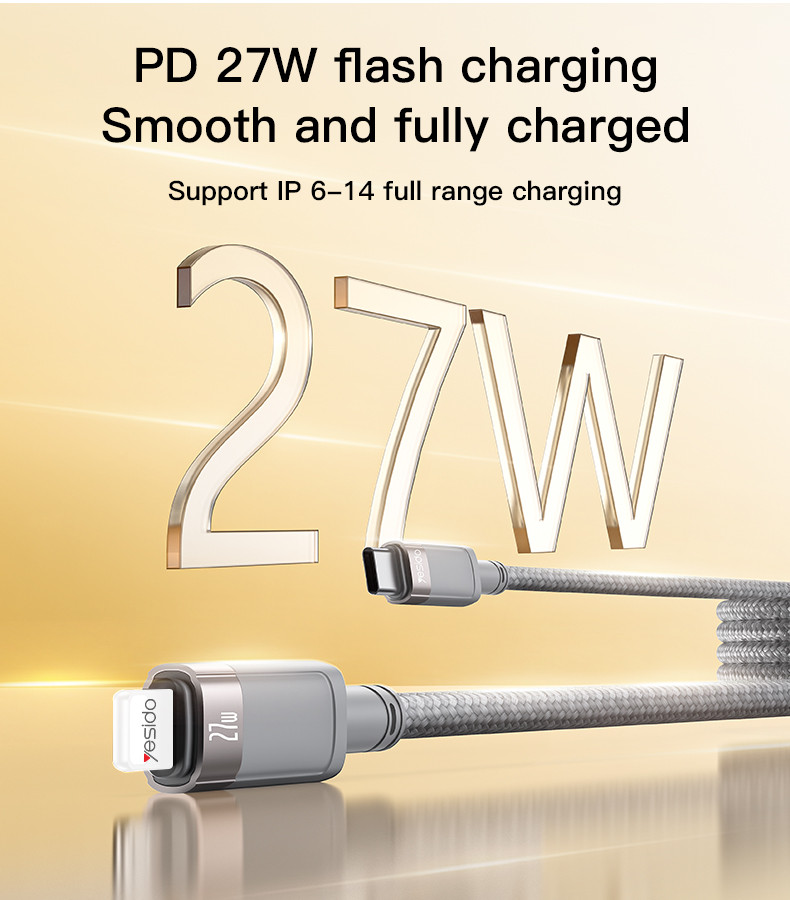 Yesido CA172L 1M Length TC To IP Built-in Intelligent Chip PD27W Fast Charging Magnetic Saving Data Cable