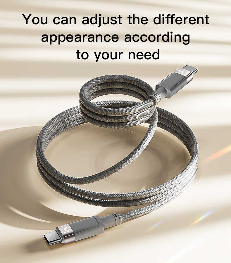Yesido CA172C 1M Length TC To TC Built-in Intelligent Chip PD 60W Fast Charging Magnetic Saving Data Cable