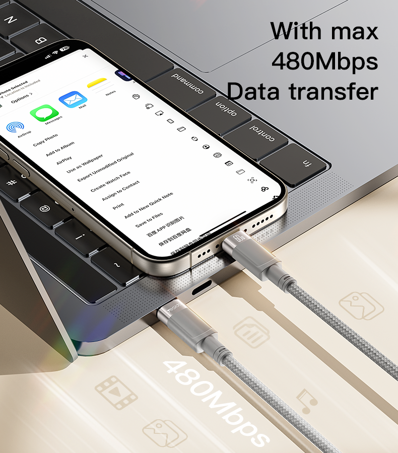 Yesido CA172C 1M Length TC To TC Built-in Intelligent Chip PD 60W Fast Charging Magnetic Saving Data Cable