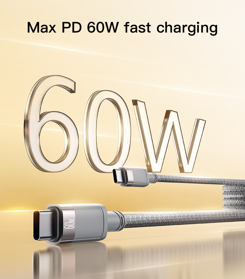 Yesido CA172C 1M Length TC To TC Built-in Intelligent Chip PD 60W Fast Charging Magnetic Saving Data Cable