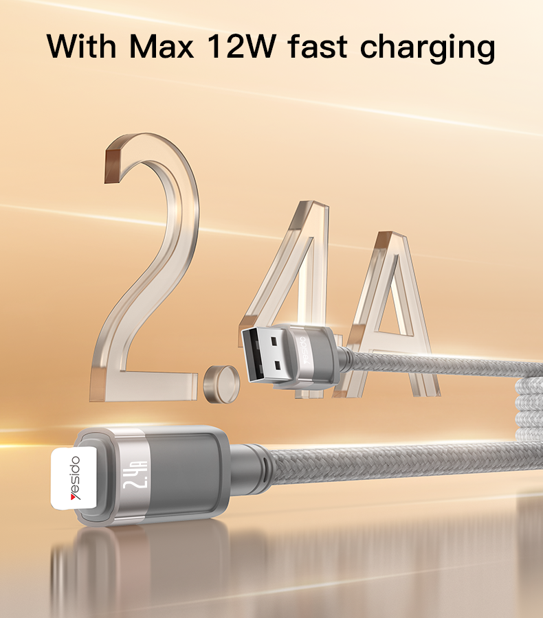 Yesido CA174 1 Meter 12W Fast Charging USB To IP With Max 480Mbps Data Transfer Magnetic Saving Data Cable