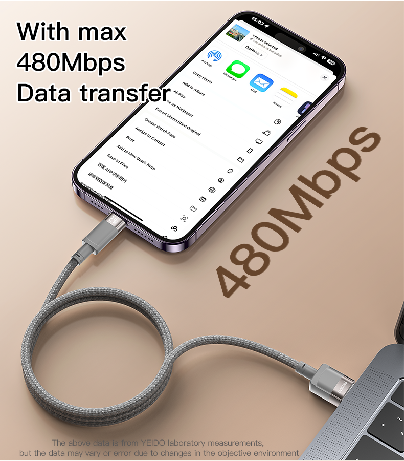 Yesido CA174 1 Meter 12W Fast Charging USB To IP With Max 480Mbps Data Transfer Magnetic Saving Data Cable
