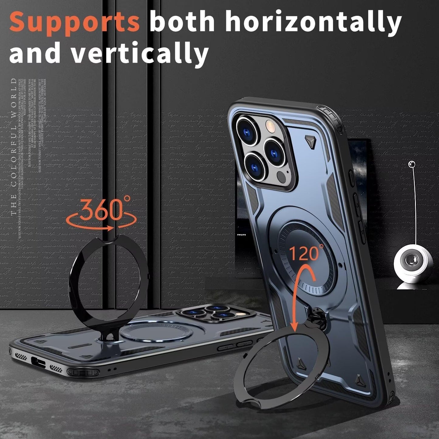 Armour Strong Stand Case For Magsafe iPhone 17 Pro Max,16,15,14,13,12 Complete Protection Cover 360 Rotate Strong Grip