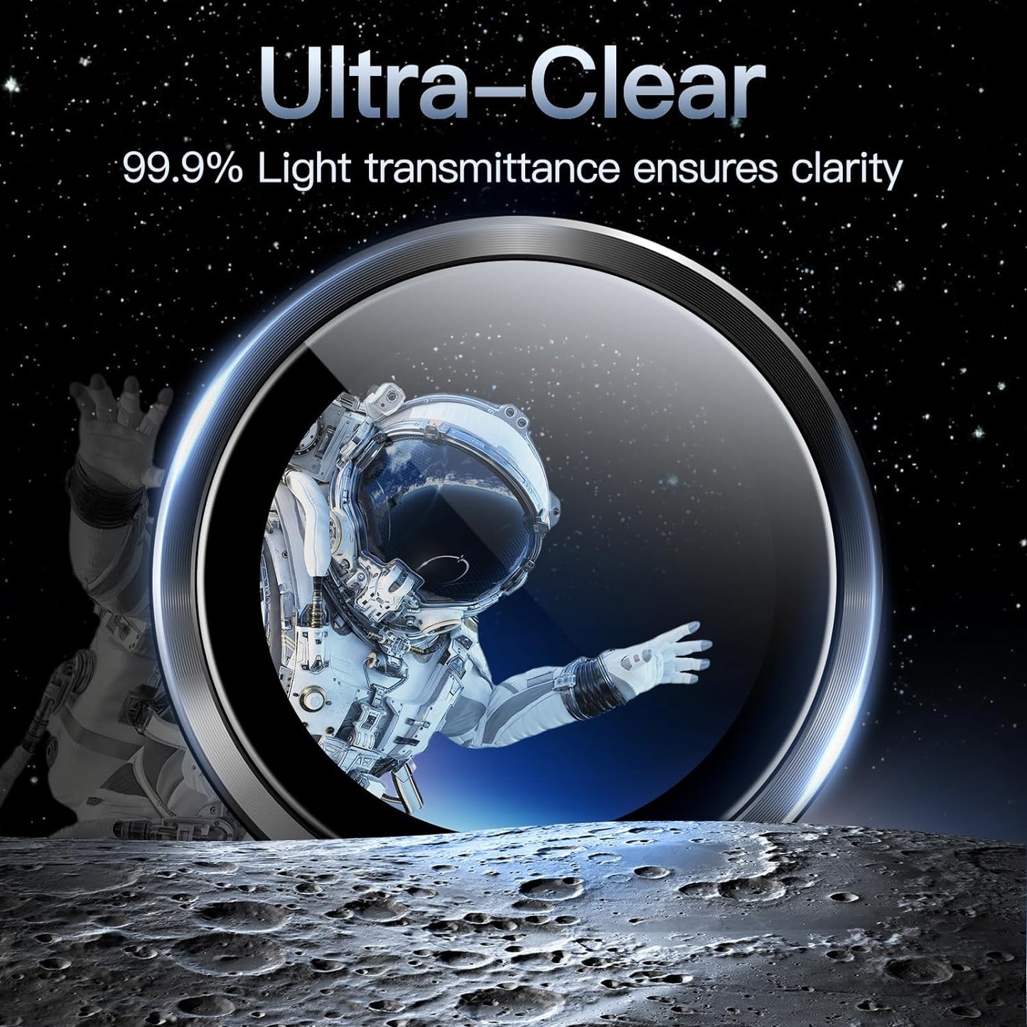 Black Camera Lens Protector For iPhone & Samsung 9H Tempered Glass Metal Individual Ring Cover, HD Clear