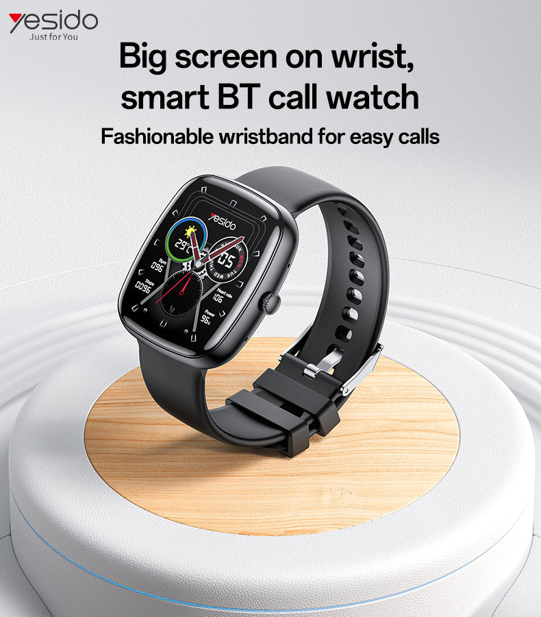 Yesido IO22 1.83 Inch Big Screen Real-time Message Notification Health Detection BT Smart Call Watch