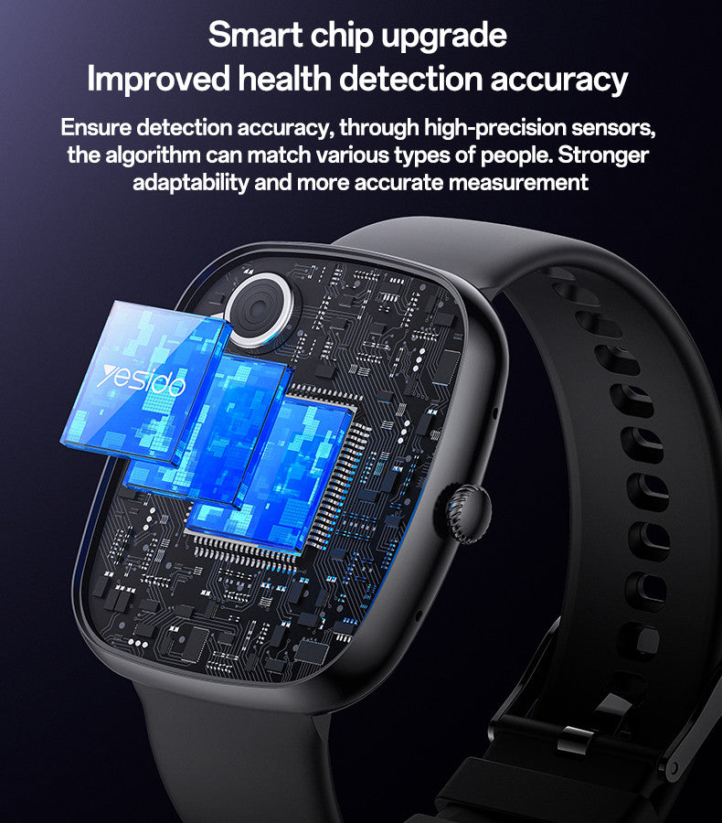 Yesido IO22 1.83 Inch Big Screen Real-time Message Notification Health Detection BT Smart Call Watch
